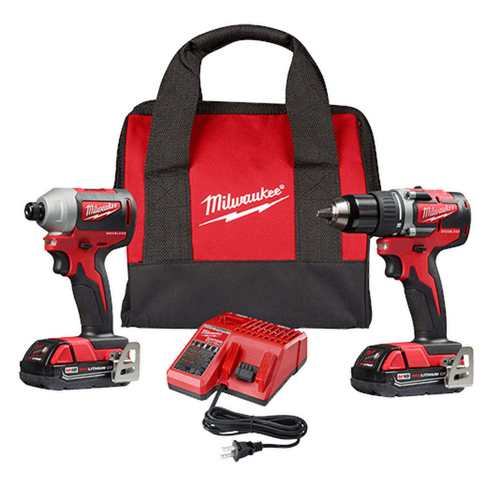 Milwaukee 2892-22CT M18 Kit combiné de perceuse sans balais et de tournevis à percussion