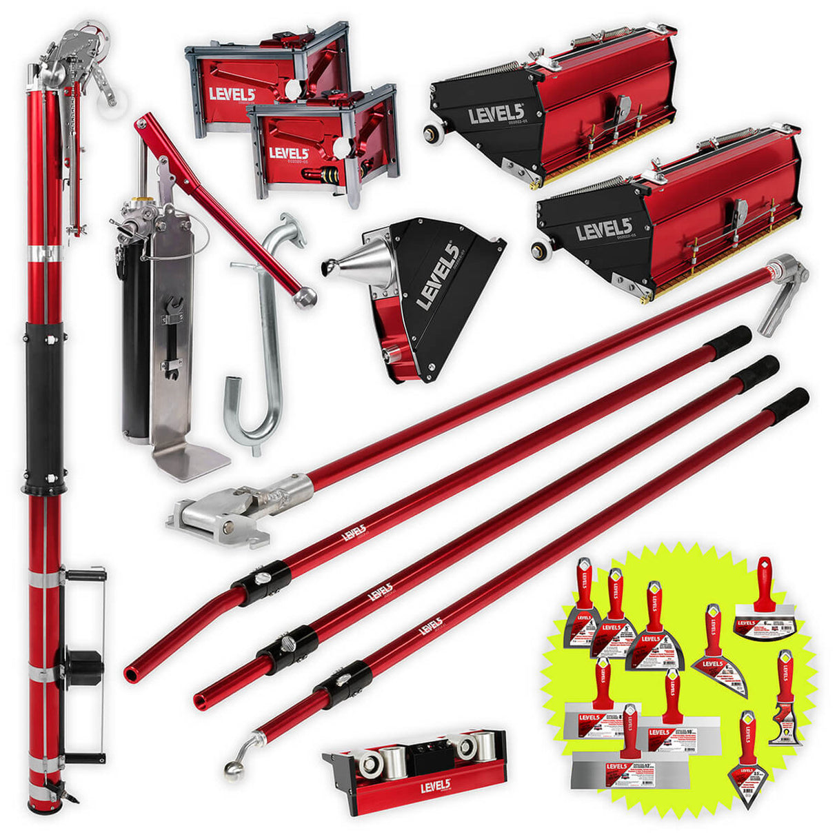 Level 5 L5T Pro Mega Taping Tool Set with Fixed Handles and Bonus Hand Tool Set 4-624P