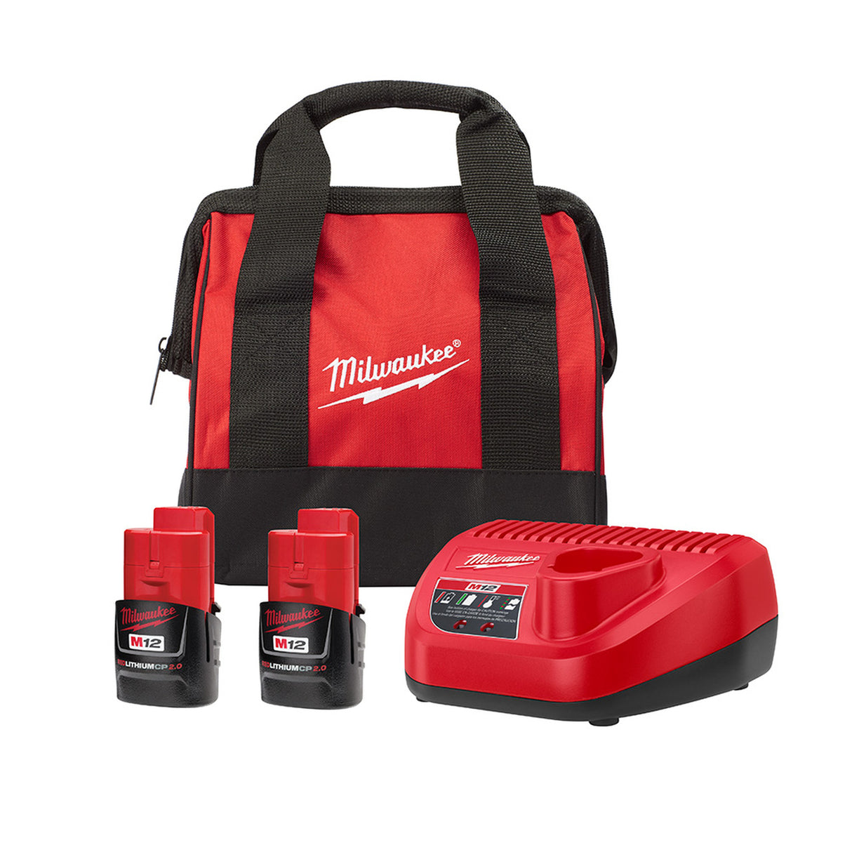 Milwaukee 48-59-2420SPC M12 RedLithium CP 2.0Ah Starter Kit with Bag