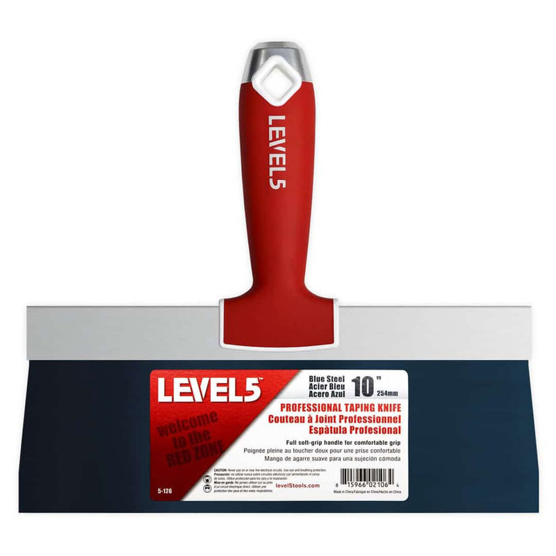 LEVEL5 10" Blue Steel Taping Knife with Soft Grip Handle 5-126