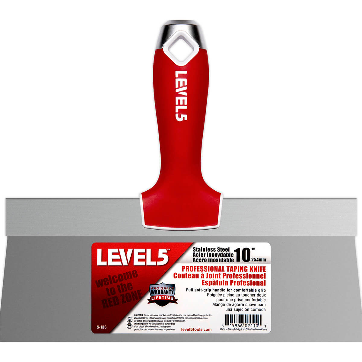 LEVEL5 10" Stainless Steel Taping Knife with Soft Grip Handle SKU: 5-136