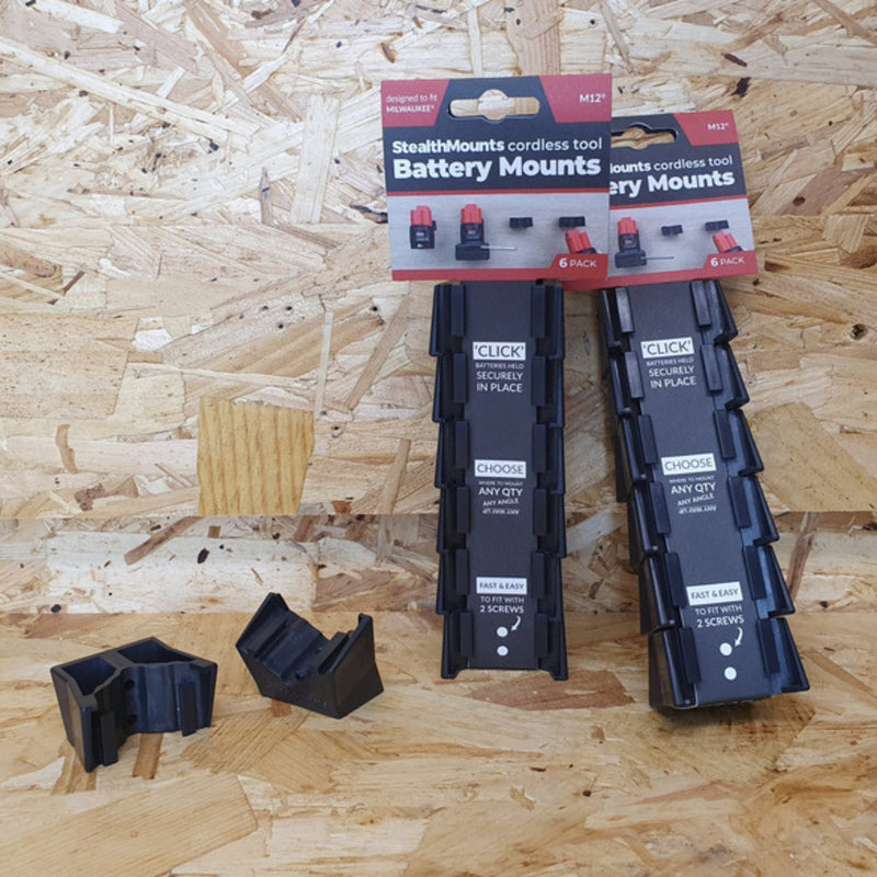StealthMounts Battery Mounts for Milwaukee M12 - 6 Pack