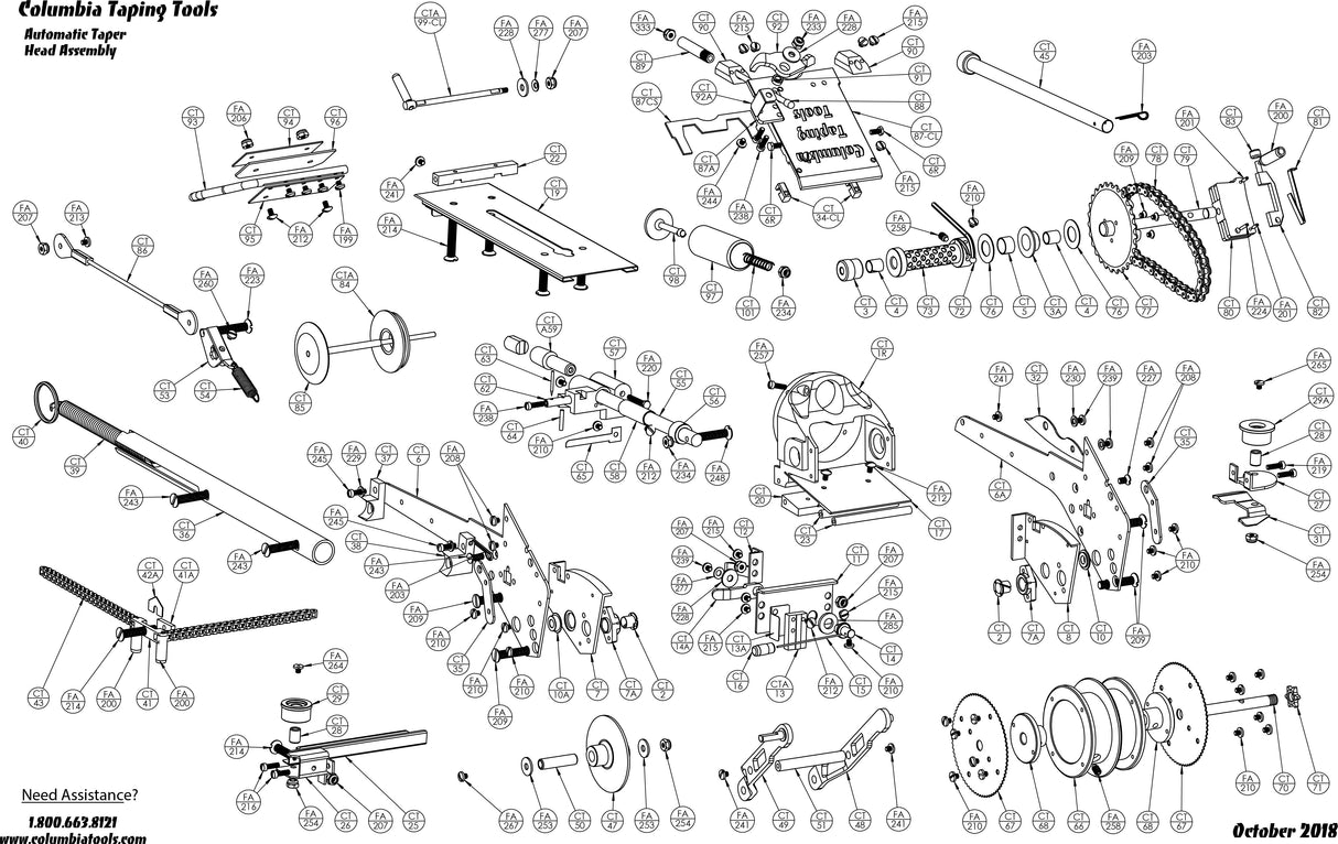 Columbia Automatic Taper Head Repair Parts