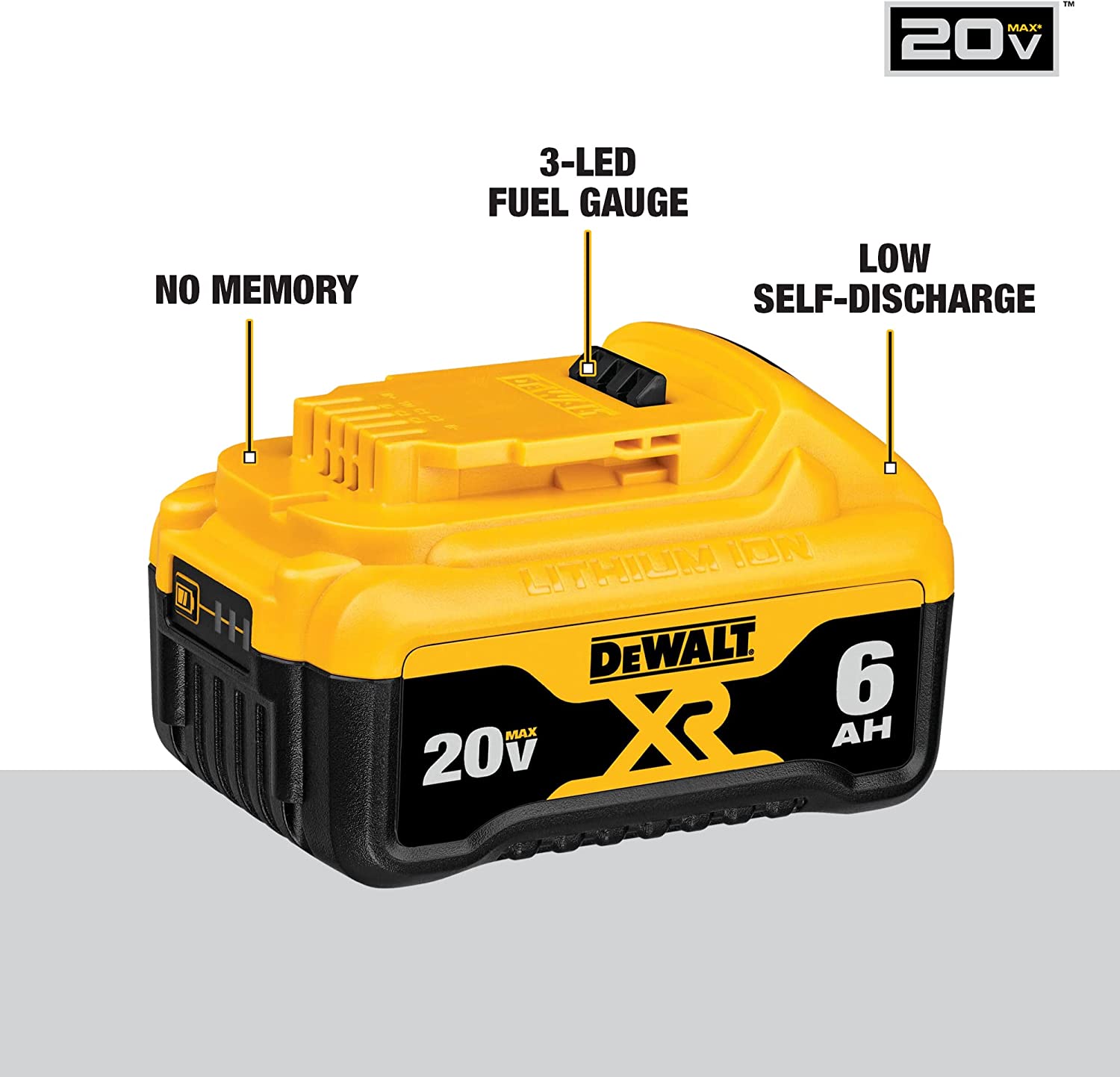 DeWalt DCB206-2 Lot de 2 batteries Li-Ion 20 V Max Premium XR 6,0 Ah