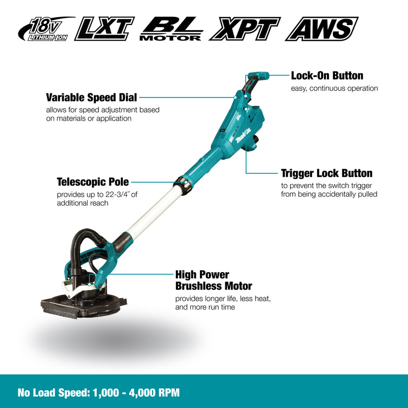 Makita Cordless Drywall Pole Sander with Brushless Motor & AWS (Tool Only)