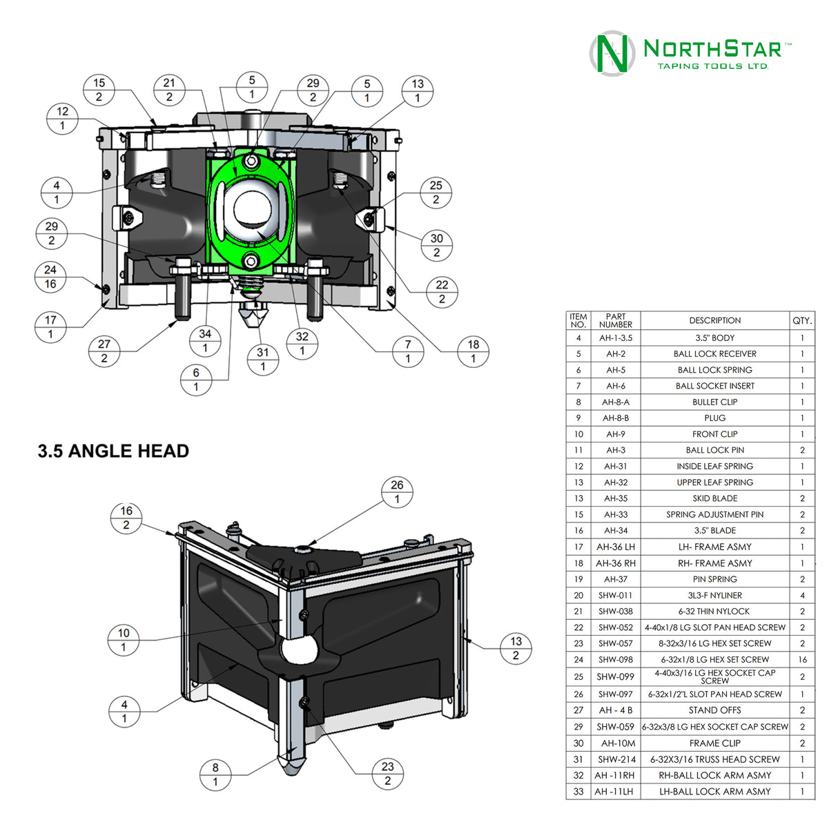 Piezas de reparación de cabeza angular NorthStar™