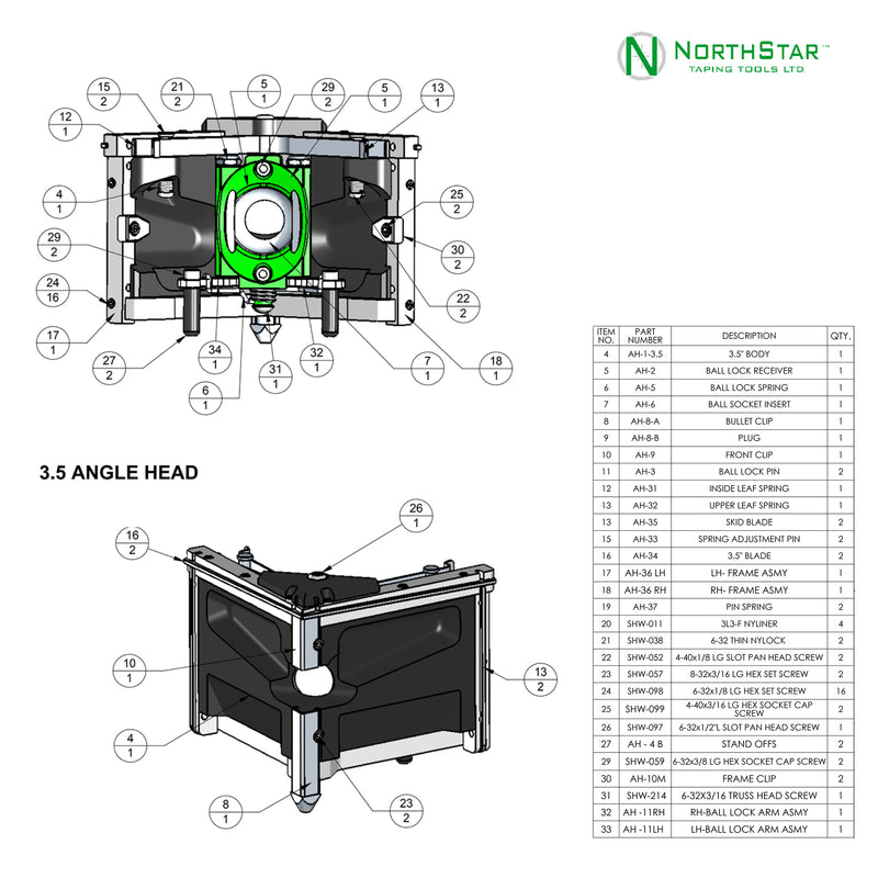 NorthStar™ Angle Head Repair Parts