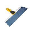 14-inch TapeTech Premium Blue Steel Taping Knife with blue steel blade, oversized yellow and black rubber handle, and alloy hammer end